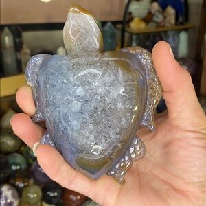 Spectacular Druzy Agate Sea Turtle - One Of A Kind!